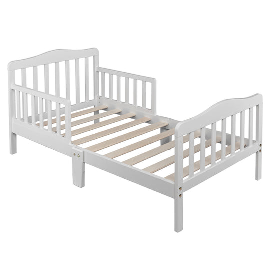 Wooden Baby Toddler Bed Children Bedroom Furniture with Safety Guardrails White  Replacement code: 98026167