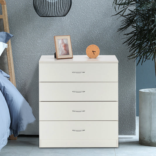Pockmarked Particleboard with Triamine Paste, 66*33*73cm, Four-drawer Chest of Drawers with Sockets (2USB+2 sockets), White   with Sockets, with Sockets